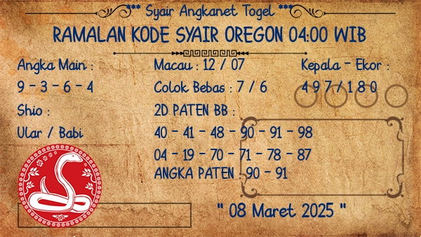 Prediksi Oregon 04:00 WIB