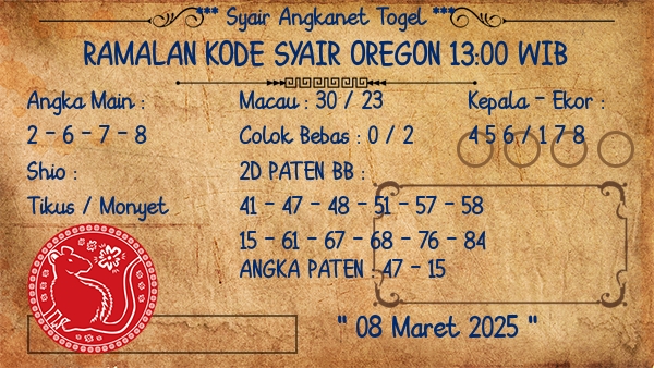 Prediksi Oregon 13:00 WIB